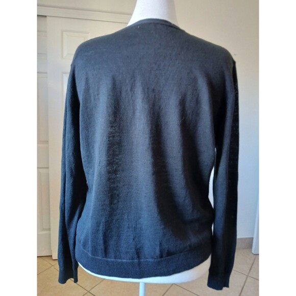 Garnet Hill Womens XL 100% Linen Black Sweater Button Front Lightweight Classic - Picture 3 of 15